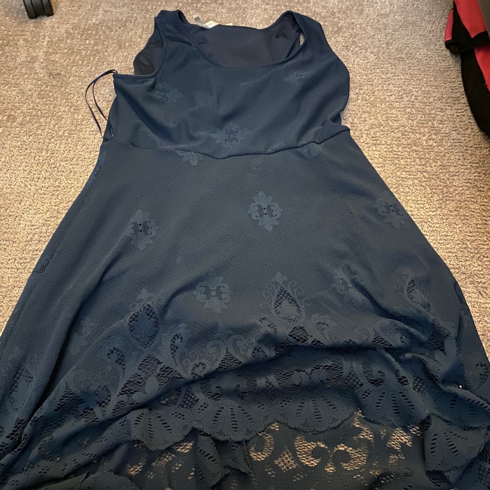 Blue open back detail dress